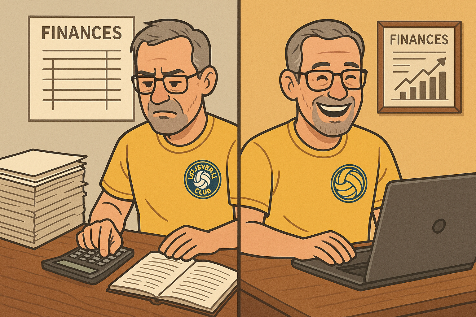 A club admin is happy because of their new platform automating fee collection
