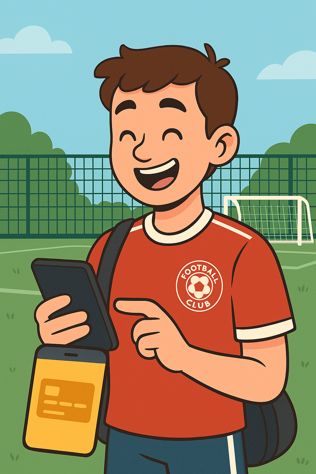 A club member happily paying membership fees on their phone